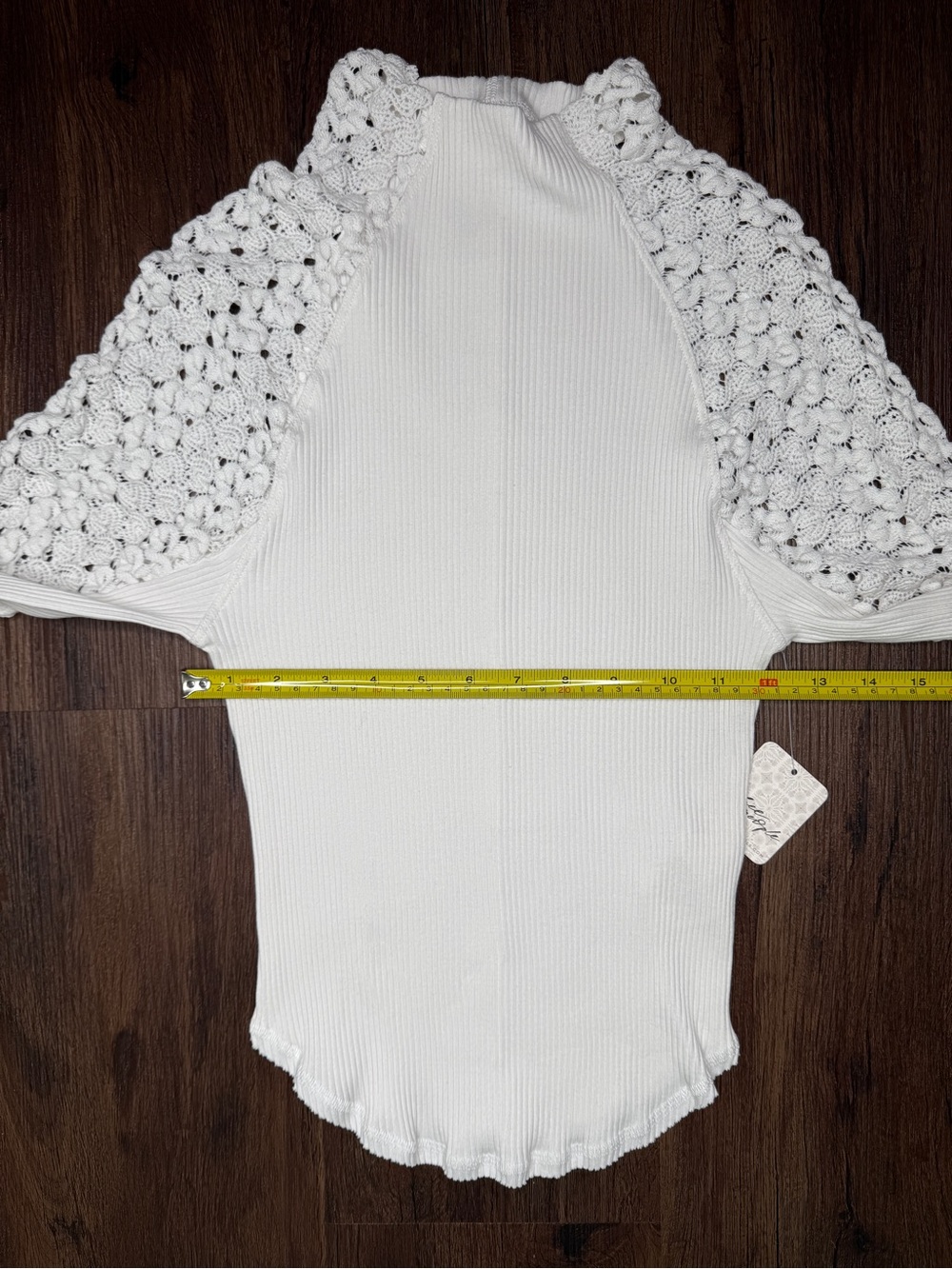 NWT Free People Clemente Crochet Sleeve Ribbed Top M - Picture 14 of 14